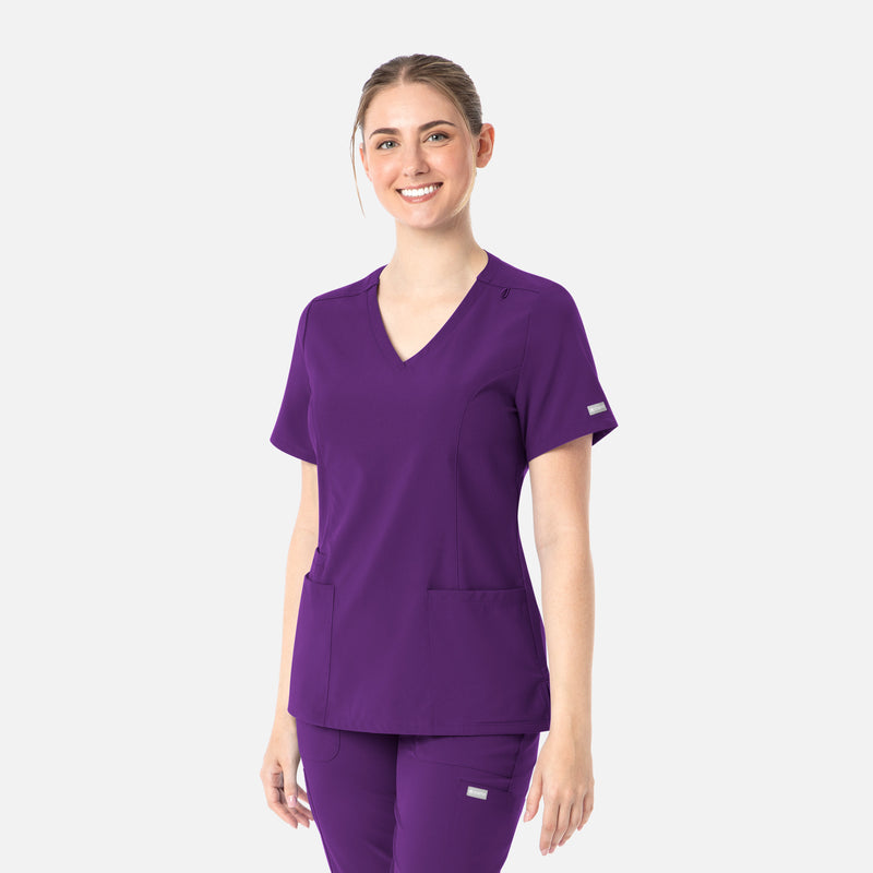 Eggplant - Maevn Scrub Tops - Detail View