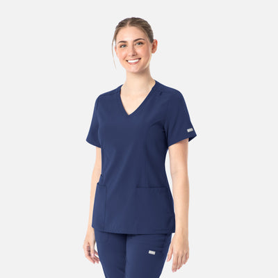Women's 3 Pocket Momentum Double V-Neck Scrub Top