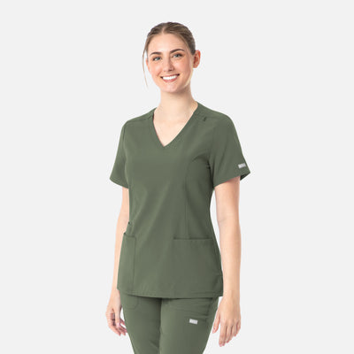 Women's 3 Pocket Double V-Neck Scrub Top