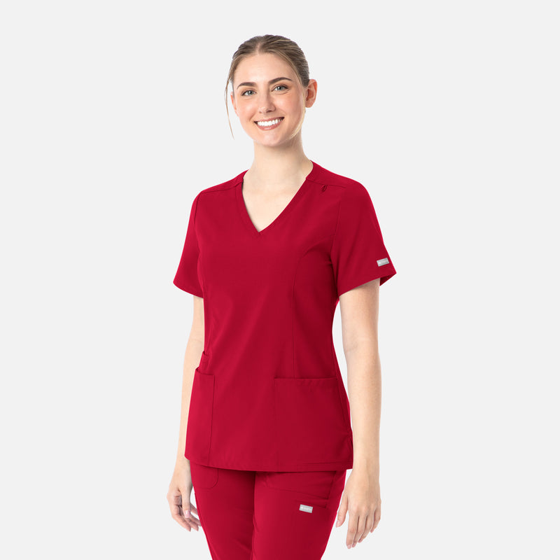 Red - Maevn Scrub Tops - Detail View