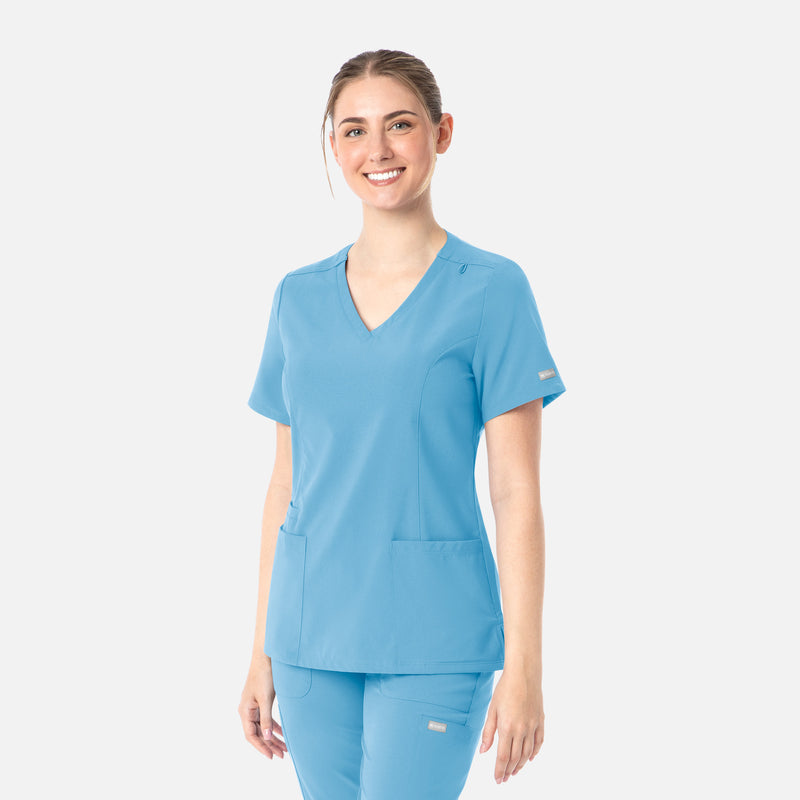 Turquoise - Maevn Scrub Tops - Detail View