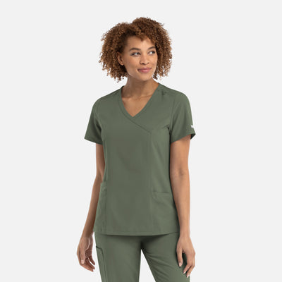 Women's 4 Pocket Mock Wrap Scrub Top
