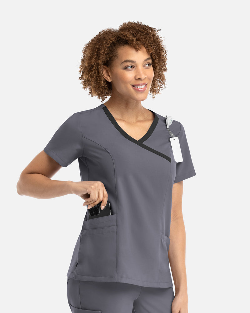 Women's 4 Pocket Mock Wrap Scrub Top — Maevn | AP Uniforms USA