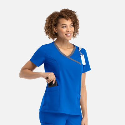 Women's 4 Pocket Mock Wrap Scrub Top