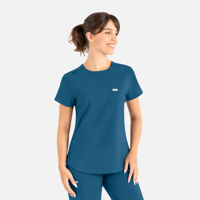 Women's 3 Pocket Tuckable Round Neck Scrub Top