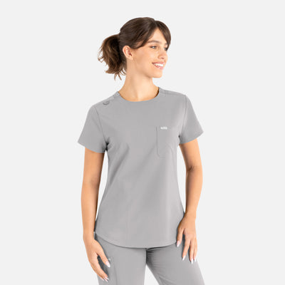 Women's 3 Pocket Tuckable Round Neck Scrub Top