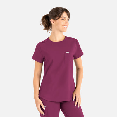 Women's 3 Pocket Tuckable Round Neck Scrub Top