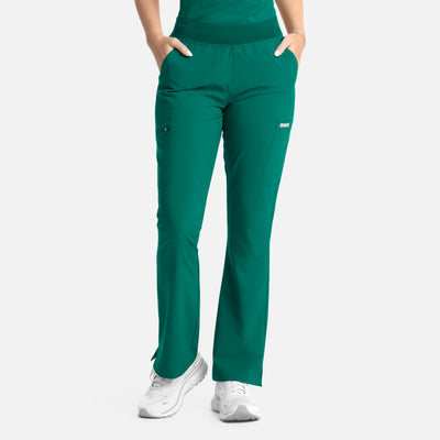 Women's 9 Pocket Momentum Full Elastic Band Flare Leg Scrub Pant
