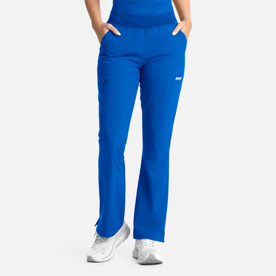 Women's 9 Pocket Full Elastic Band Flare Leg Scrub Pants