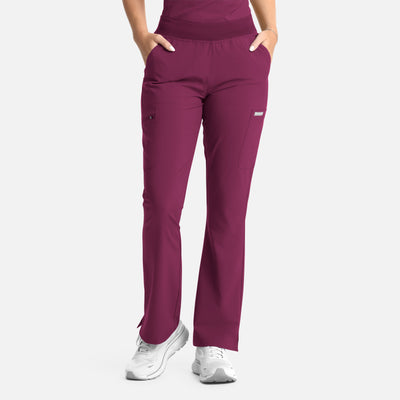 Women's 9 Pocket Full Elastic Band Flare Leg Scrub Pants