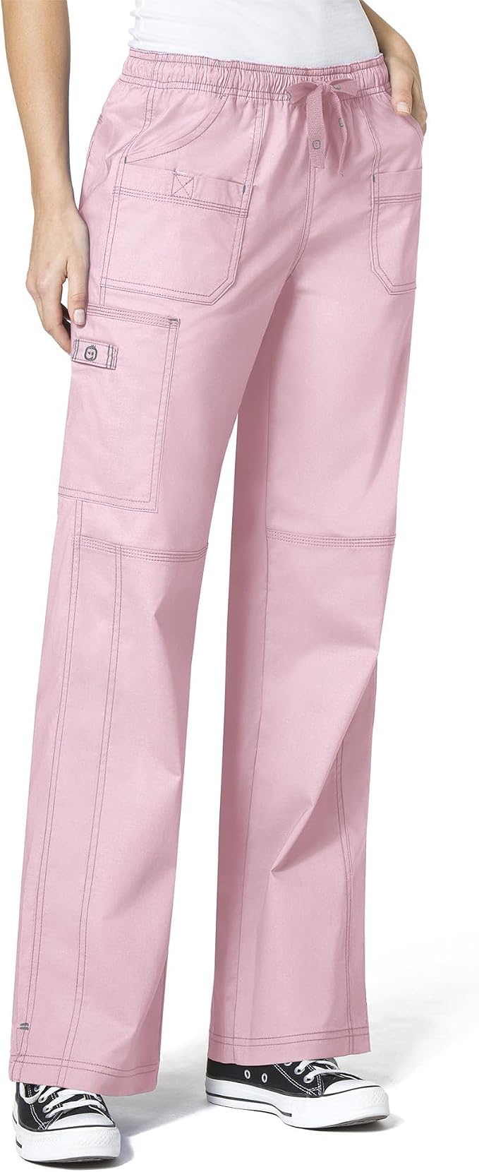 Rose Blush - WonderWink WonderFLEX Faith Women's 6-Pocket Stretch Boot Cut Cargo Scrub Pant