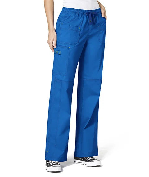 Royal - WonderWink WonderFLEX Faith Women's 6-Pocket Stretch Boot Cut Cargo Scrub Pant