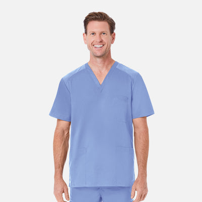 Men's 4 Pocket Mesh Panel V-Neck Scrub Top