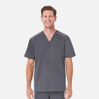 Men's 4 Pocket Mesh Panel V-Neck Scrub Top