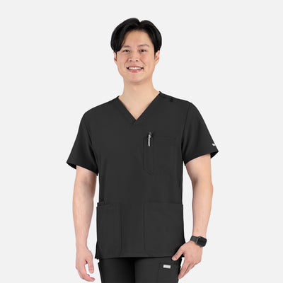 Men's 4 Pocket Banded V-Neck Scrub Top