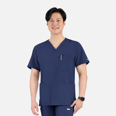 Men's 4 Pocket Banded V-Neck Scrub Top