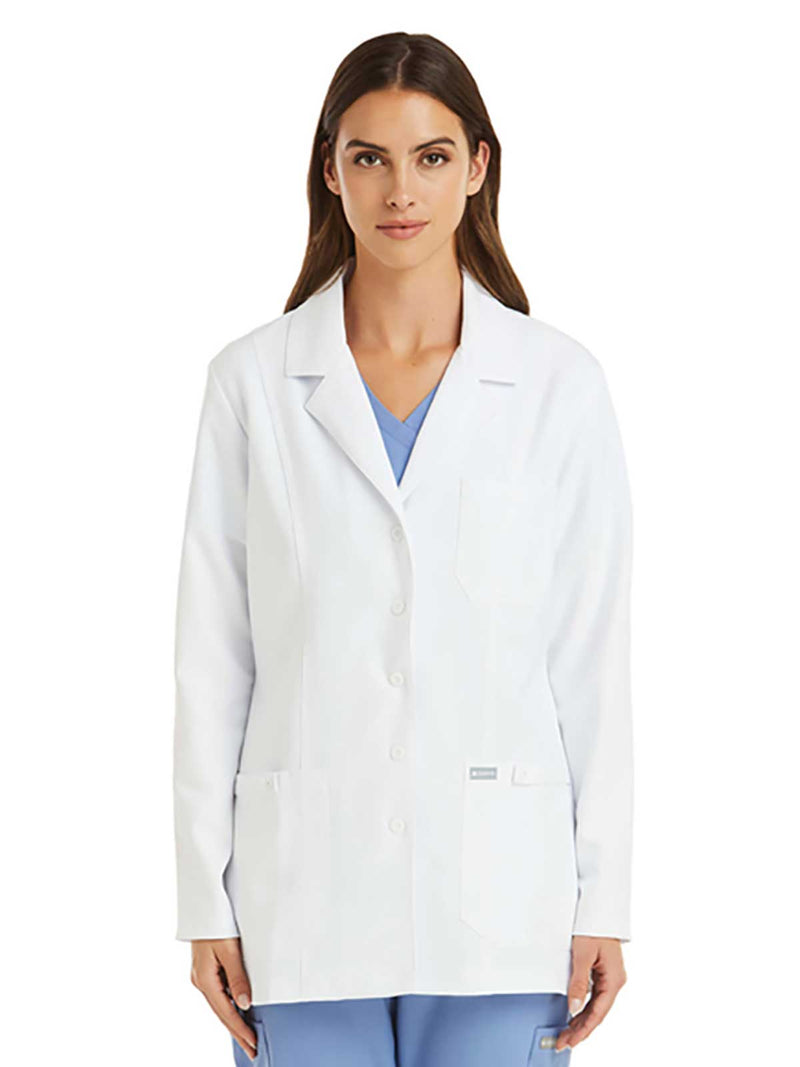 White - Maevn Women's Lab Coats - Front View