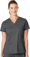 Charcoal - WonderWink WonderFLEX Verity Women's 4-Pocket Stretch V-Neck Scrub Top