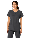 CHARCOAL - WonderWink Patience Women's 2 Pocket Curved Notch-Neck Scrub Top for Nursing - Image 1
