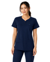 NAVY - WonderWink Patience Women's 2 Pocket Curved Notch-Neck Scrub Top for Nursing - Image 1