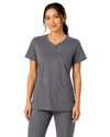 PEWTER - WonderWink Patience Women's 2 Pocket Curved Notch-Neck Scrub Top for Nursing - Image 1