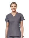 Pewter - WonderWink WonderFLEX Women's 4-Pocket Stretch Tuck-In V-Neck Scrub Top