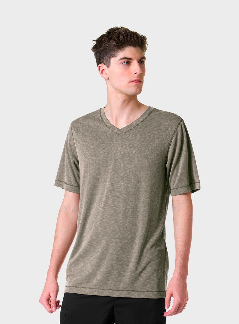 Taupe - Maevn Men's Scrub Tops - Back View