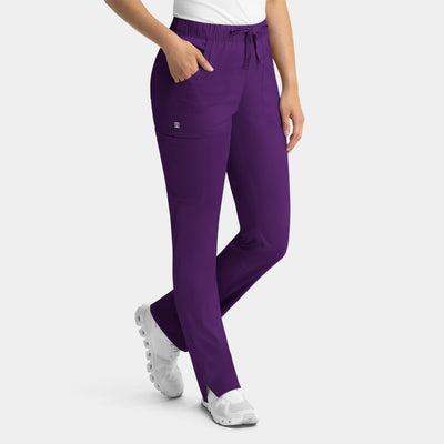 Women's 5 Pocket Full Elastic Waistband Cargo Scrub Pants