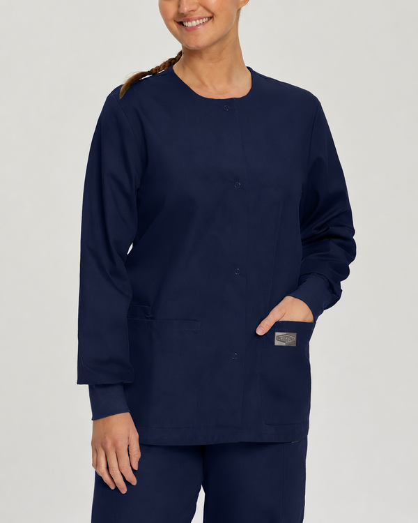 Women's 3-Pocket Snap-Front Warm-Up Scrub Jacket