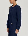 NAVY - Landau Women's 3-Pocket Snap-Front Warm-Up Scrub Jacket - Image 2