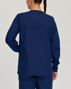 NAVY - Landau Women's 3-Pocket Snap-Front Warm-Up Scrub Jacket - Image 3