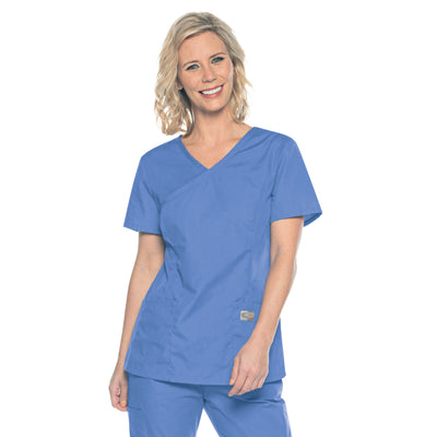 Landau ScrubZone Women's 2 Pocket Mock Wrap Scrub Top for Nursing