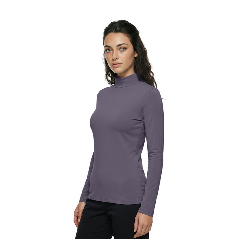 CHARCOAL - Natural Uniforms Women's Long Sleeve Mock Turtle Neck Under Scrub T-Shirt for Nursing - Image 4