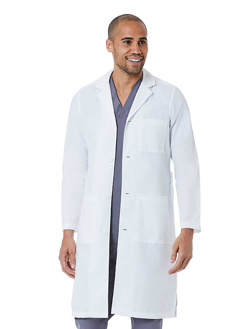 White - Maevn Men's Lab Coats - Front View