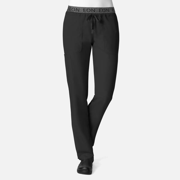 Pantalones de uniforme médico de mujer con pretina y logotipo de 7 bolsillos