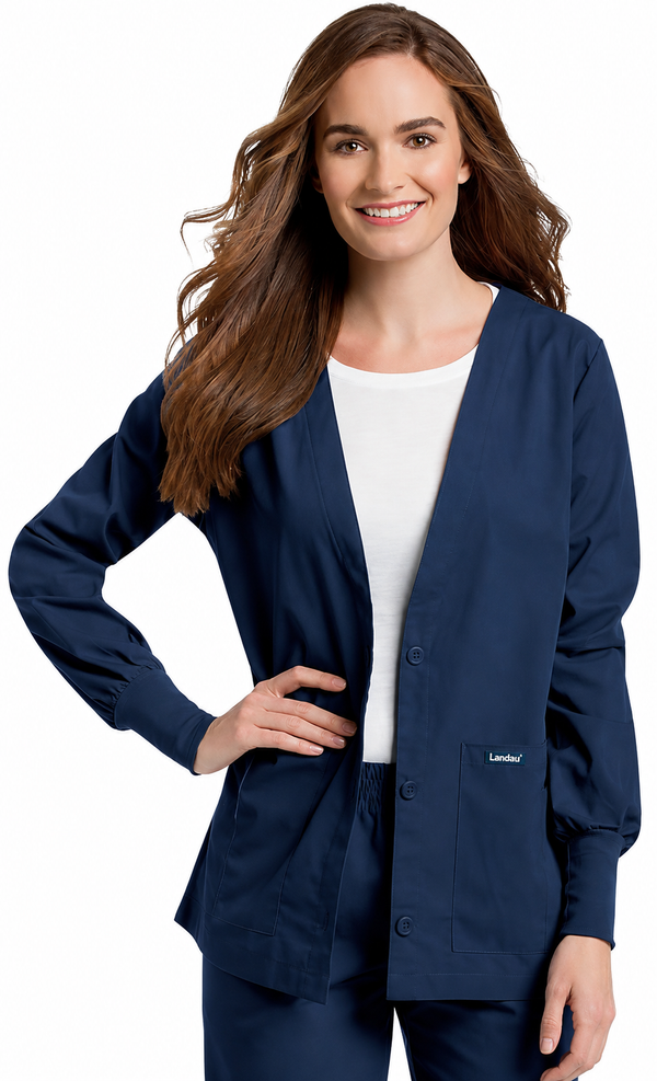 Landau Essentials Women's 5 Pocket Cardigan Scrub Jacket for Nursing