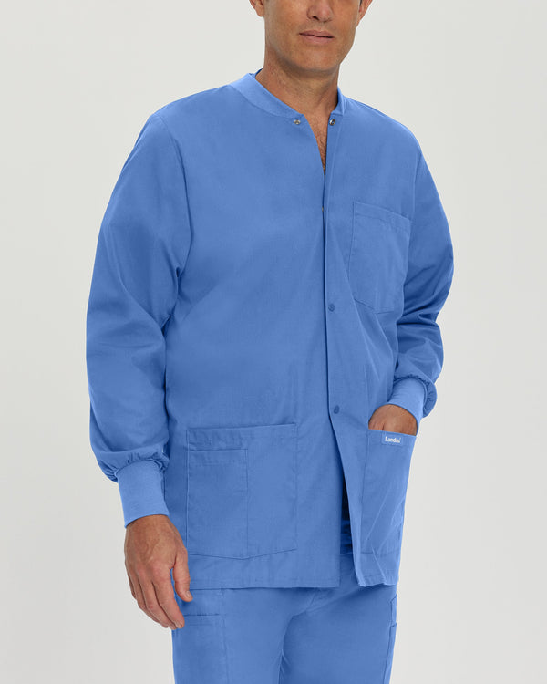 Chaqueta tipo pijama de 5 bolsillos con broches delanteros para profesionales de la salud, para hombre