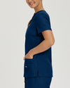 NAVY - Landau Women's V-Neck Modern Fit Scrub Top for Nursing - Image 2