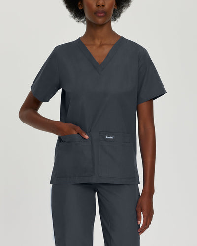 Camisa de uniforme médico con cuello en V para enfermería de mujer