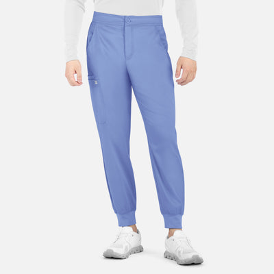Men's 5 Pocket Matrix Half Elastic Waistband Scrub Jogger