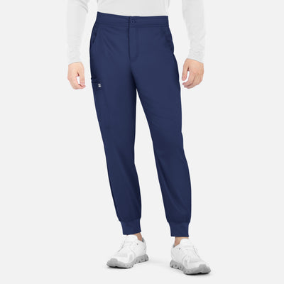 Men's 5 Pocket Matrix Half Elastic Waistband Scrub Jogger