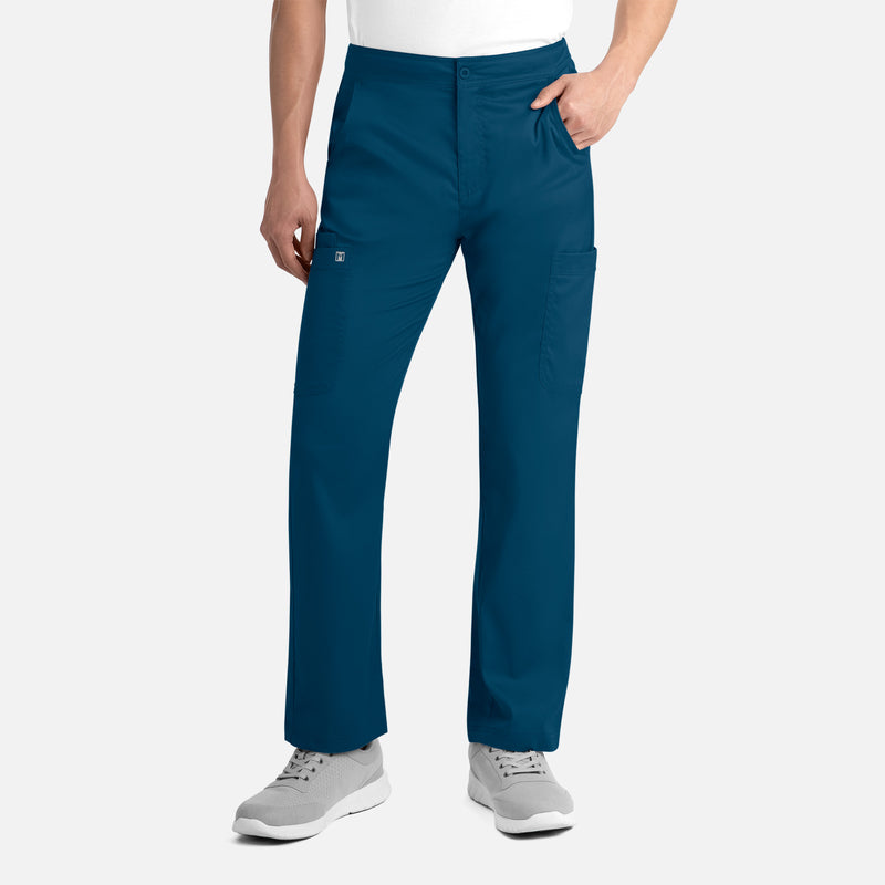 Caribbean Blue - Maevn Men's Scrub Pants - Back View