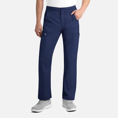 Men's 7 Pocket Matrix Half Elastic Waist Tapered Cargo Scrub Pants