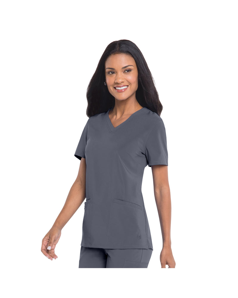 STEEL - Urbane Women's 3 Pocket V-Neck Performance Scrub Top for Nursing - Image 1