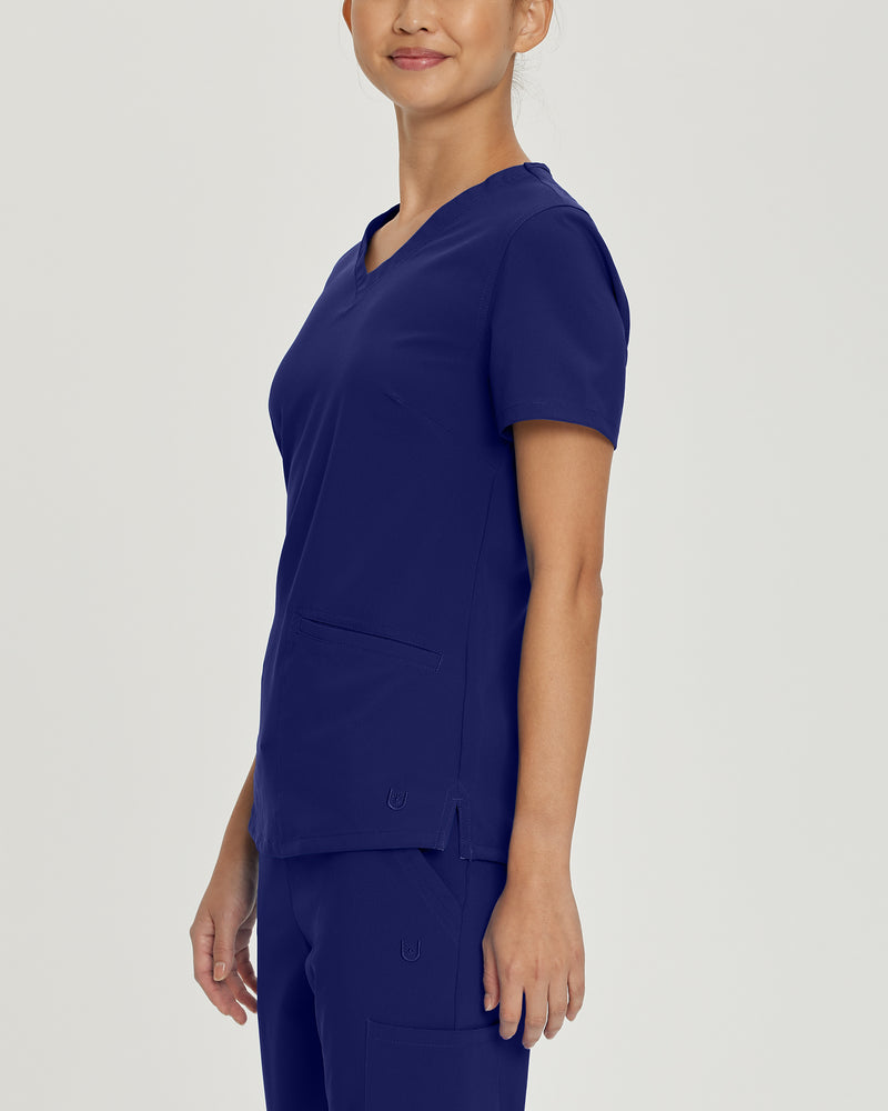 TRUE NAVY - Urbane Women's 3 Pocket V-Neck Performance Scrub Top for Nursing - Image 2