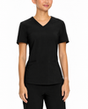 Top de uniforme médico de rendimiento con cuello en V y 3 bolsillos para mujer