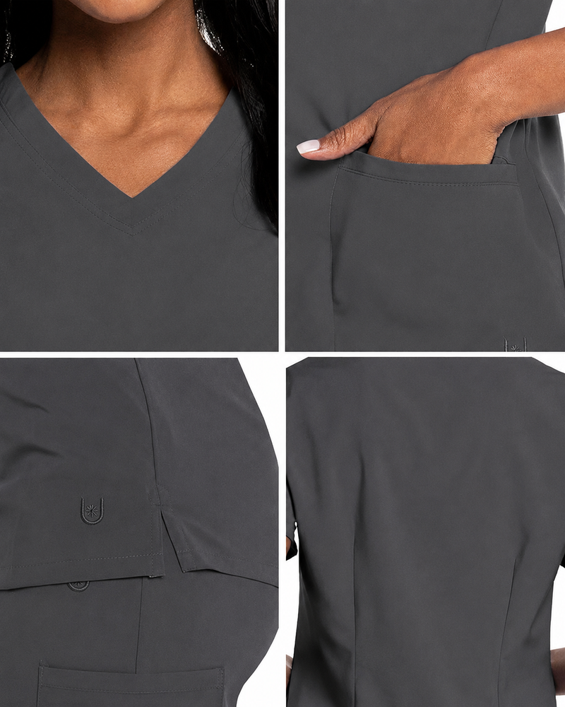 Women's 3 Pocket V-Neck Performance Scrub Top for Nursing