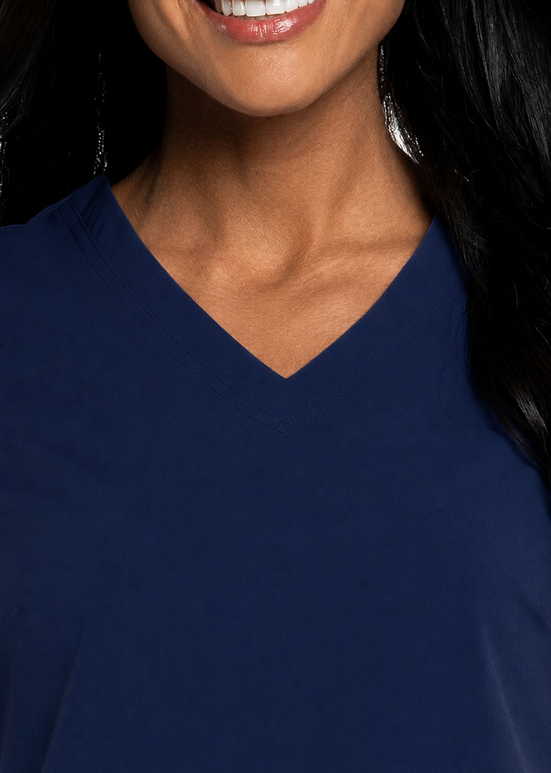 NAVY - Urbane Women's 3 Pocket V-Neck Performance Scrub Top for Nursing - Image 4