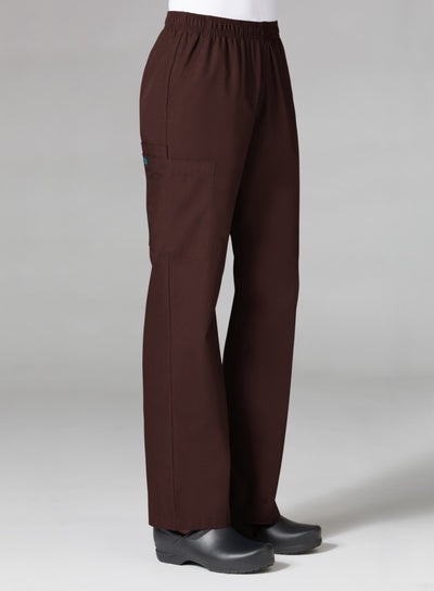 Pantalones médicos cargo de mujer con cintura elástica completa y 3 bolsillos