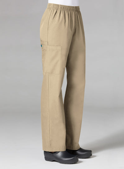 Women's 3 Pocket Full Elastic Waistband Cargo Scrub Pants